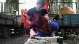 redneck fucks his redhead girlfriend  on the farm