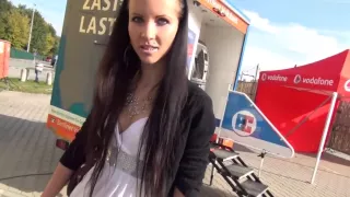 I'm sucking dick in forest in my amateur brunette vid