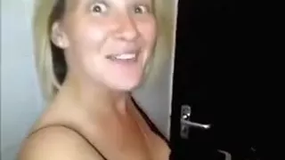 Blonde mom sucking dick in amateur gloryhole video