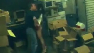 Chick in red skirt gets fucked in front of security cam