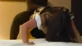 Gorgeous babe gets fucked by her black lover.