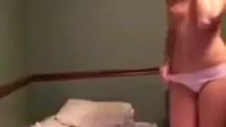 Captivating legal age teenager masturbates while on the phone