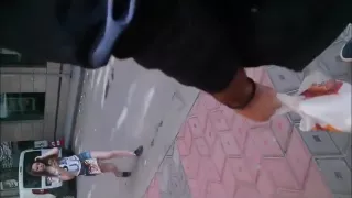 Golden-Haired legal age teenager acquires secretly filmed walking outside