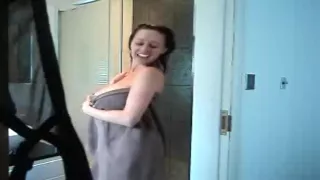 Breasty chick receives hawt in the shower.