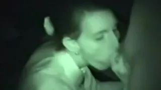 Slutty wench acquires caught engulfing penis outside.