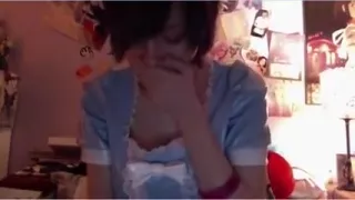 Appealing chick widens her legs and masturbates.