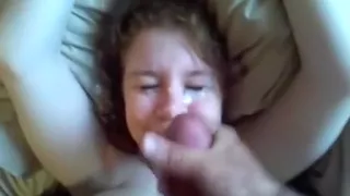 Large tittied beauty on her back facial