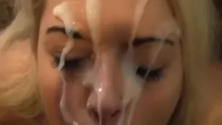 Golden-Haired drilled after taking giant goo to the face