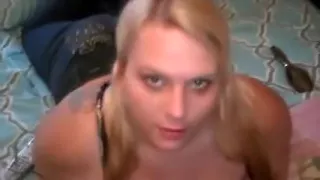 Golden-Haired big beautiful woman receives a facial