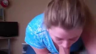 Fat girlfriend swallows all the cum
