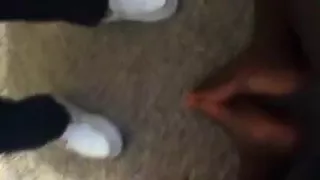 Overweight white gal made to drink her 1st dark load