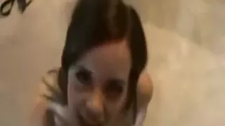 Gal pie in jean shorts engulfing large plump soaked wang