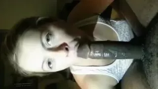 Freaky white angel sucks BBC and eats cum off candybar