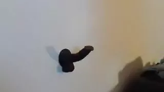 Riding the darksome fake penis