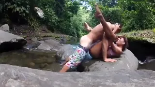 sex with girlfriend  in the river