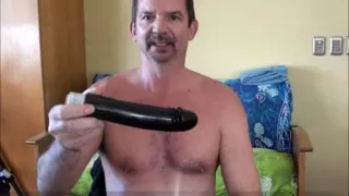 Stretched and buzzed by a big black dildo!