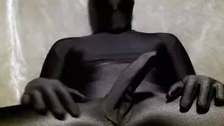 Cumming in Zentai Penis Sheath