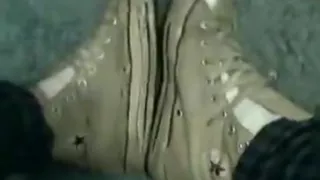 Shooting a load on my feet.