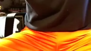 Touching my bulge in shiny Adidas trackies and smoke