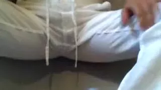 a lengthy urinate in white panties