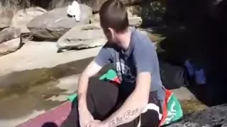 youthful stud chokes on a load of cum at the beach