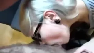 Super cute girl blonde making blowjob