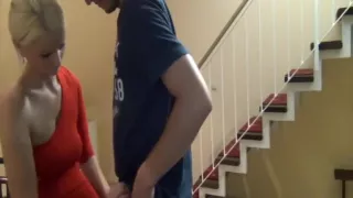 Beautiful girl US with red dress