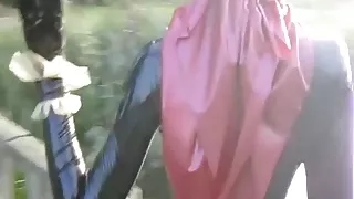 Mislim Latex Wench Outside Walking