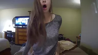 Girlfriend blows and rides a large ramrod POV