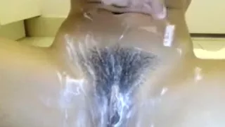 Latin Chick gal shaving her bawdy cleft