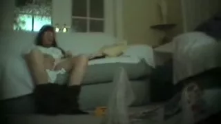 Wife wanks privately in her den - part 3 (hidden camera)