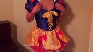 Snow White masturbates, strips and masturbates again.