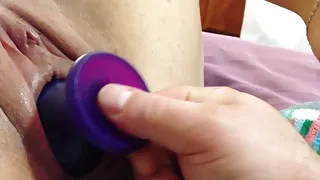 Big purple toy fucking pumped wet crack.