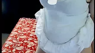 Blond play with bawdy cleft and milk cans