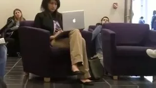 Candid Dangling and Shoeplay at the Library Feet