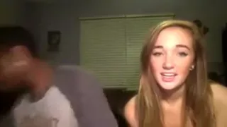 white girld and her darksome boyfriend  on webcam