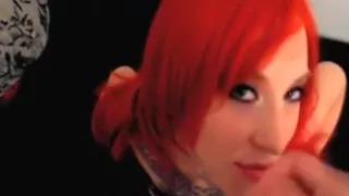 Redhead engulf & facial