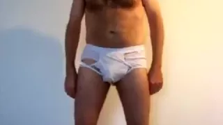 Ripping apart my white briefs and cumming