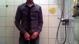 Pee, cum, servitude underneath the shower