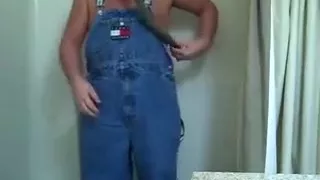 Pissing in my overalls anew, jeking off, eating my cum