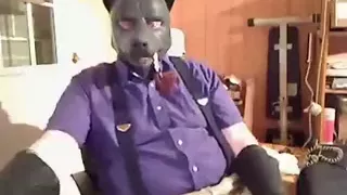 Office wolf enjoys a pipe and jacks-off