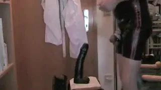 me into rubber sneakers and with a giant Vibrator