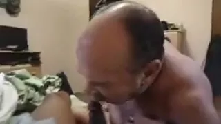 white mouth on a thick black cock