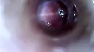 look inside my cock endoscope with test tube introducing cam