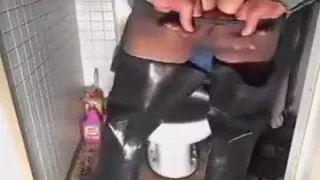 nlboots - panties and waders on toilet