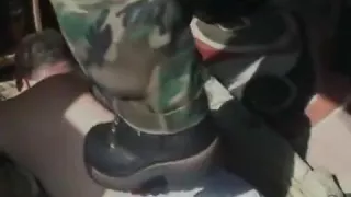 Back and head stomp with my CAT boots