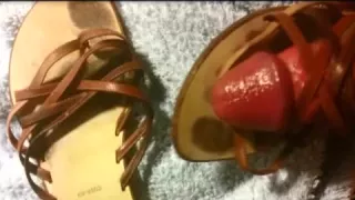 Strappy flat shoes fucked and spermed