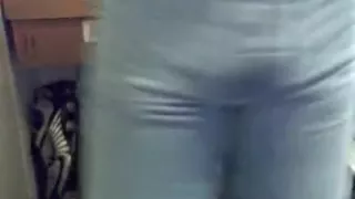 Pissing and cumming in tight shorts