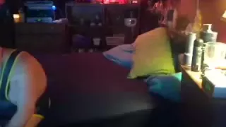 Bear and cub naked on bed