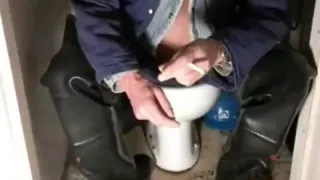 nlboots - waders, smoking and overall on toilet